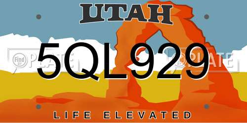 5QL929 Utah License Plate