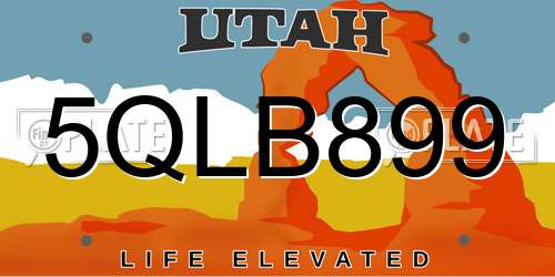 5QLB899 Utah License Plate