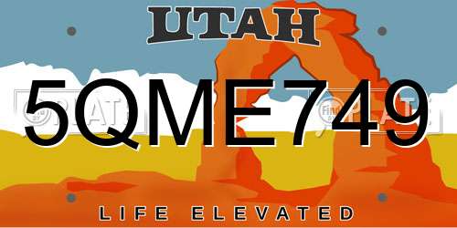 5QME749 Utah License Plate