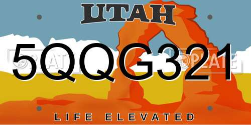 5QQG321 Utah License Plate