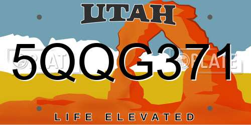 5QQG371 Utah License Plate