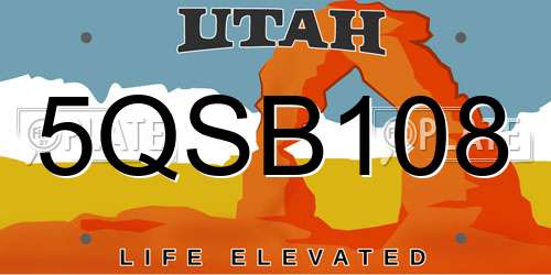 5QSB108 Utah License Plate