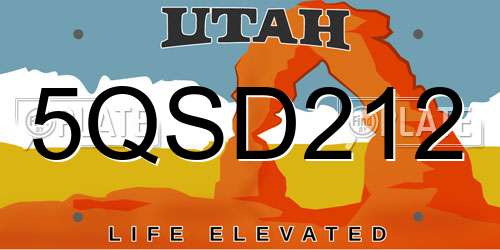 5QSD212 Utah License Plate
