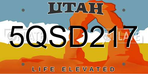 5QSD217 Utah License Plate