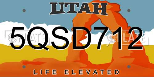 5QSD712 Utah License Plate