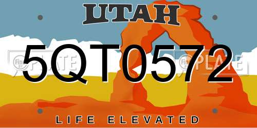5QT0572 Utah License Plate