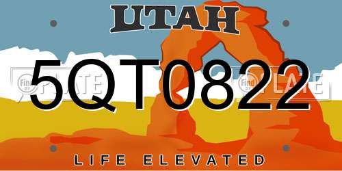 5QT0822 Utah License Plate