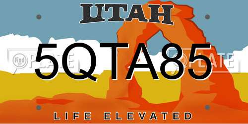 5QTA85 Utah License Plate
