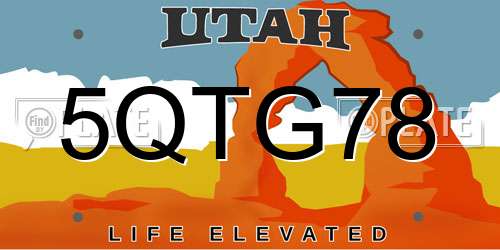 5QTG78 Utah License Plate
