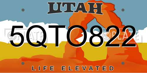 5QTO822 Utah License Plate