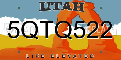 5QTQ522 Utah License Plate