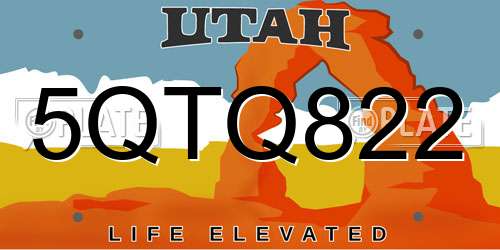5QTQ822 Utah License Plate
