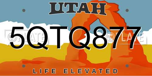 5QTQ877 Utah License Plate