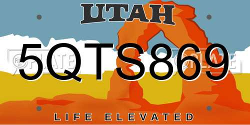 5QTS869 Utah License Plate
