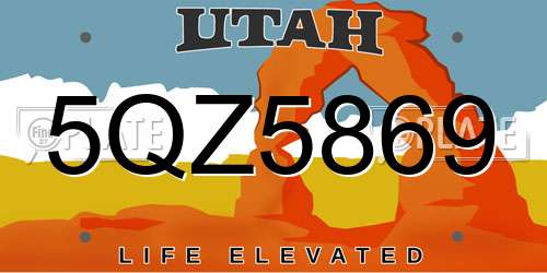 5QZ5869 Utah License Plate