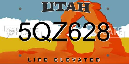 5QZ628 Utah License Plate