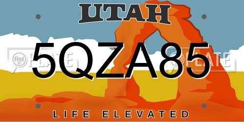5QZA85 Utah License Plate