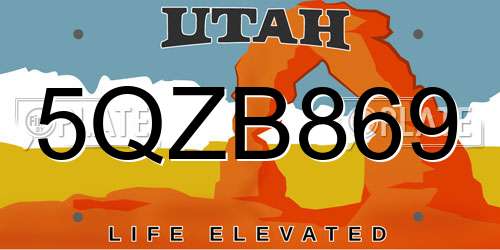 5QZB869 Utah License Plate