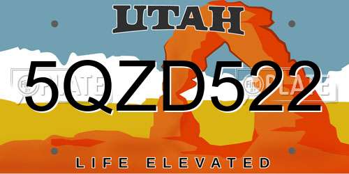 5QZD522 Utah License Plate