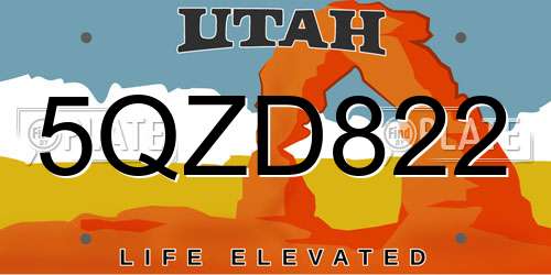 5QZD822 Utah License Plate