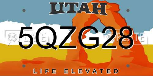 5QZG28 Utah License Plate