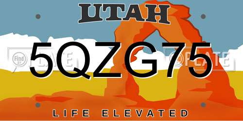 5QZG75 Utah License Plate