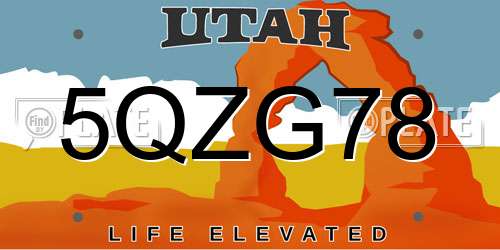 5QZG78 Utah License Plate