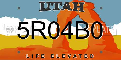 5R04B0 Utah License Plate