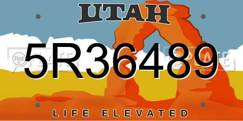 5R36489 Utah License Plate