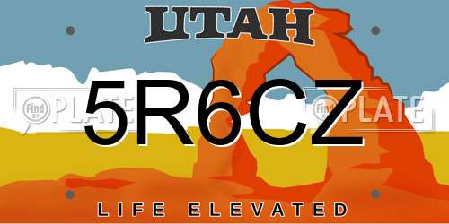 5R6CZ Utah License Plate