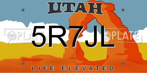 5R7JL Utah License Plate