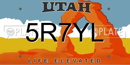 5R7YL Utah License Plate