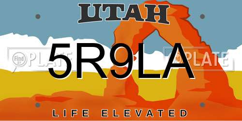 5R9LA Utah License Plate