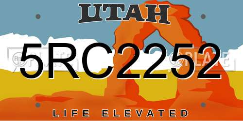 5RC2252 Utah License Plate