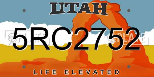 5RC2752 Utah License Plate