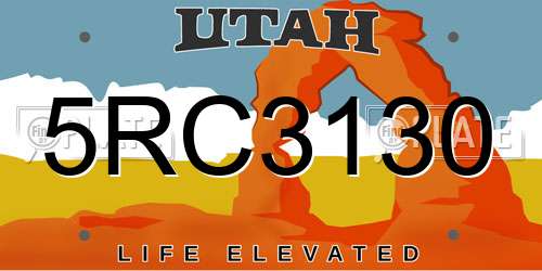 5RC3130 Utah License Plate