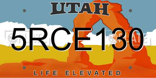 5RCE130 Utah License Plate