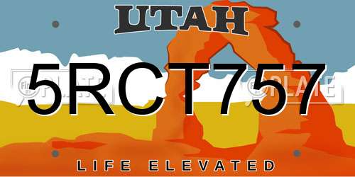 5RCT757 Utah License Plate