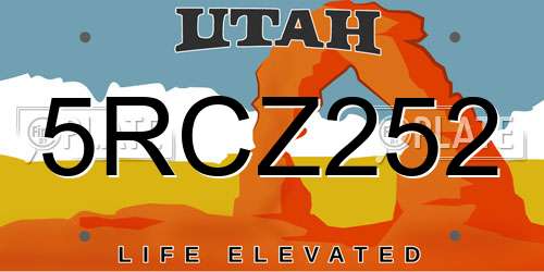 5RCZ252 Utah License Plate