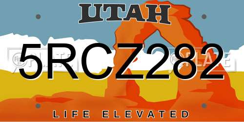 5RCZ282 Utah License Plate