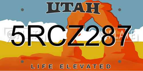 5RCZ287 Utah License Plate