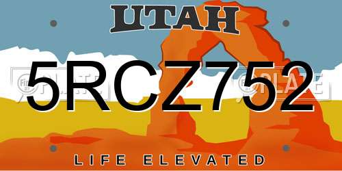 5RCZ752 Utah License Plate