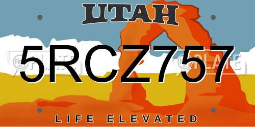 5RCZ757 Utah License Plate