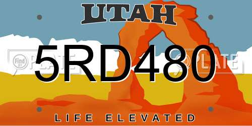 5RD480 Utah License Plate