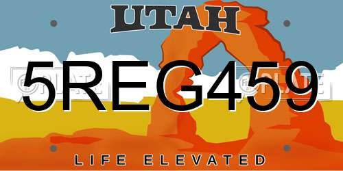 5REG459 Utah License Plate