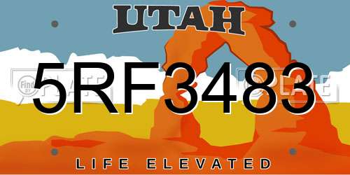 5RF3483 Utah License Plate