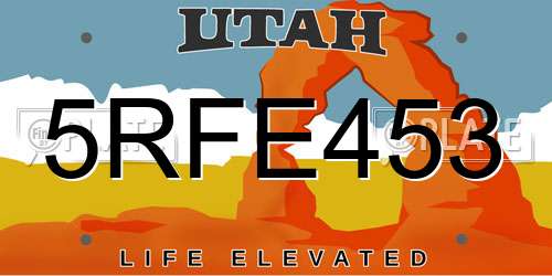 5RFE453 Utah License Plate
