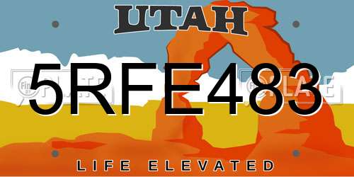 5RFE483 Utah License Plate