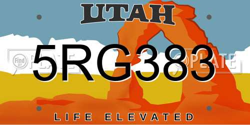 5RG383 Utah License Plate