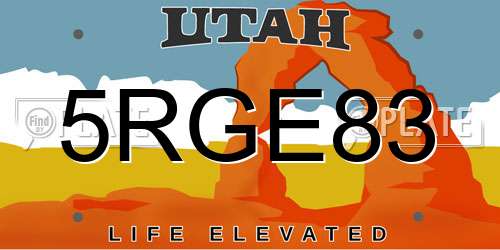 5RGE83 Utah License Plate